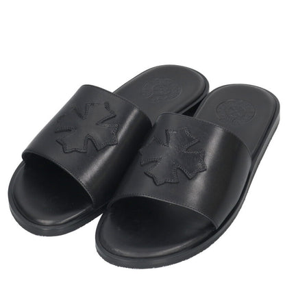 Chrome Hearts CH Slide Leather CH Sandals Black Size EU 42