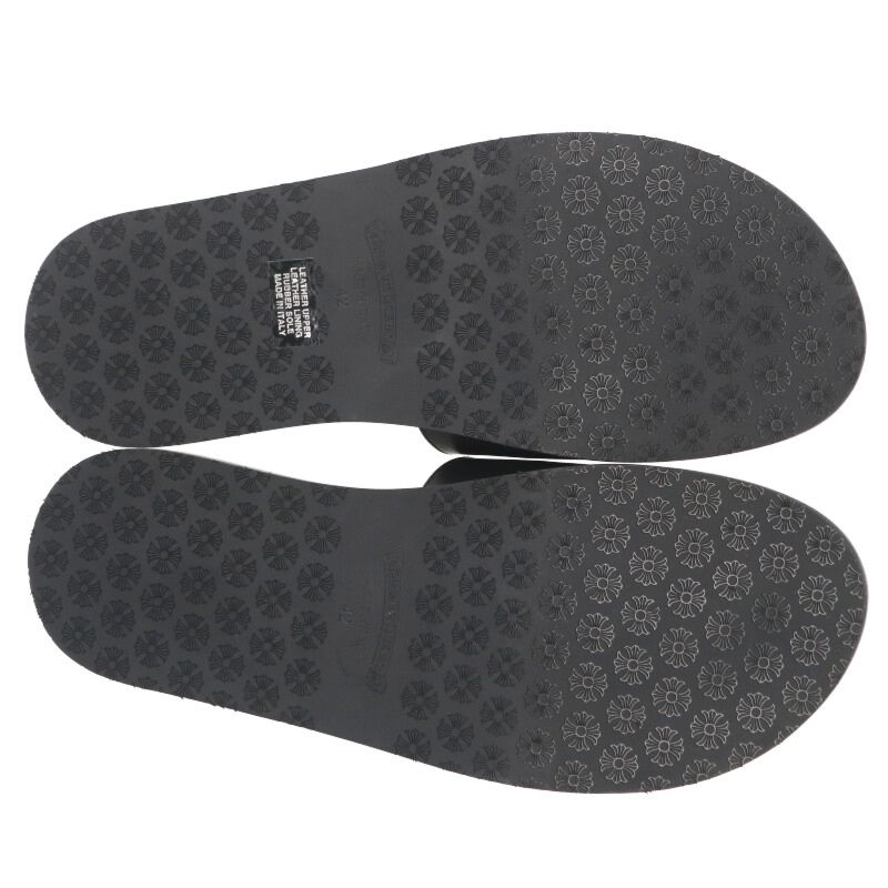 Chrome Hearts CH Slide Leather CH Sandals Black Size EU 42