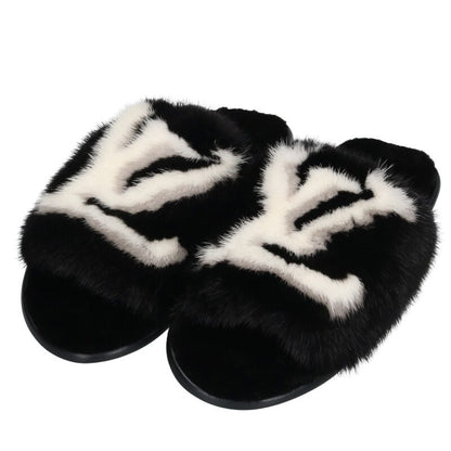 Louis Vuitton Mink Fur Homie Line Mule Slippers Size 41-42