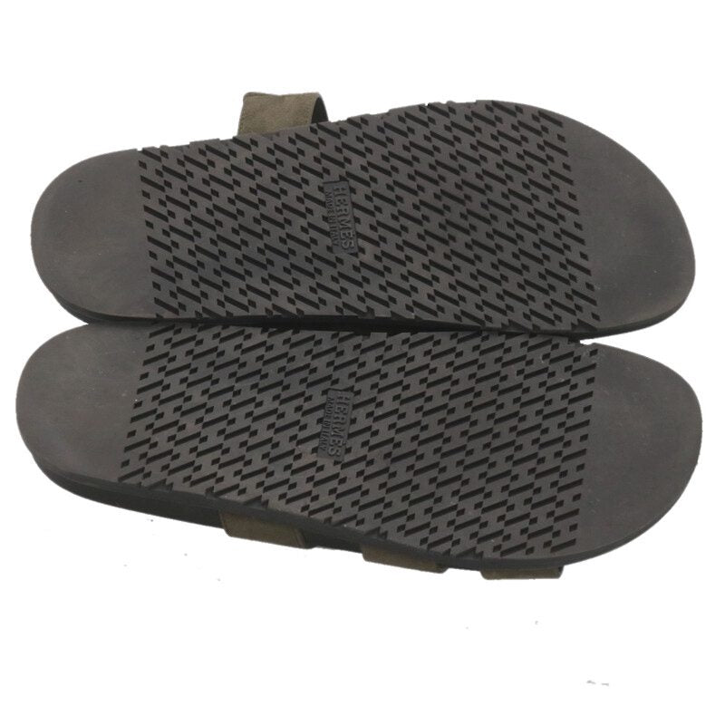HERMES Chypre Suede Leather Sandal Multi Size 10.5