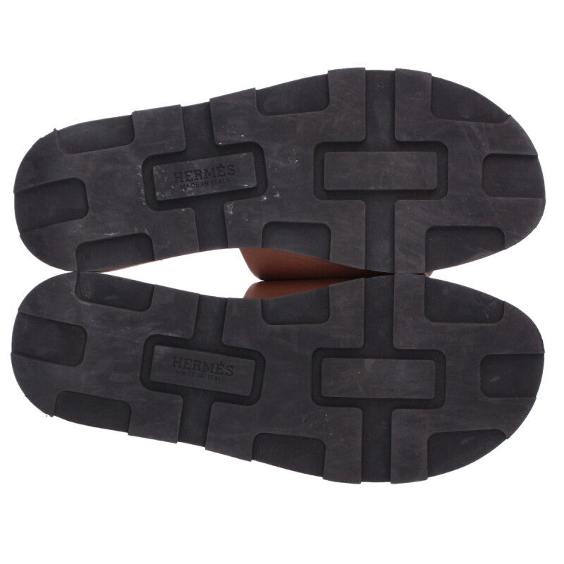 HERMES Reflex Logo Calf Sandals Brown Size 42.5
