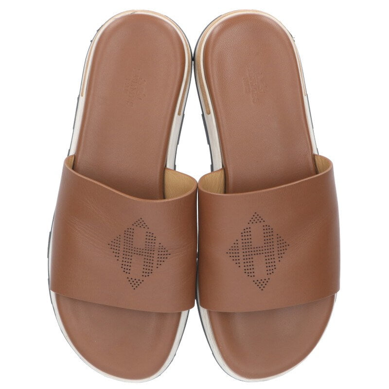 HERMES Reflex Logo Calf Sandals Brown Size 42.5