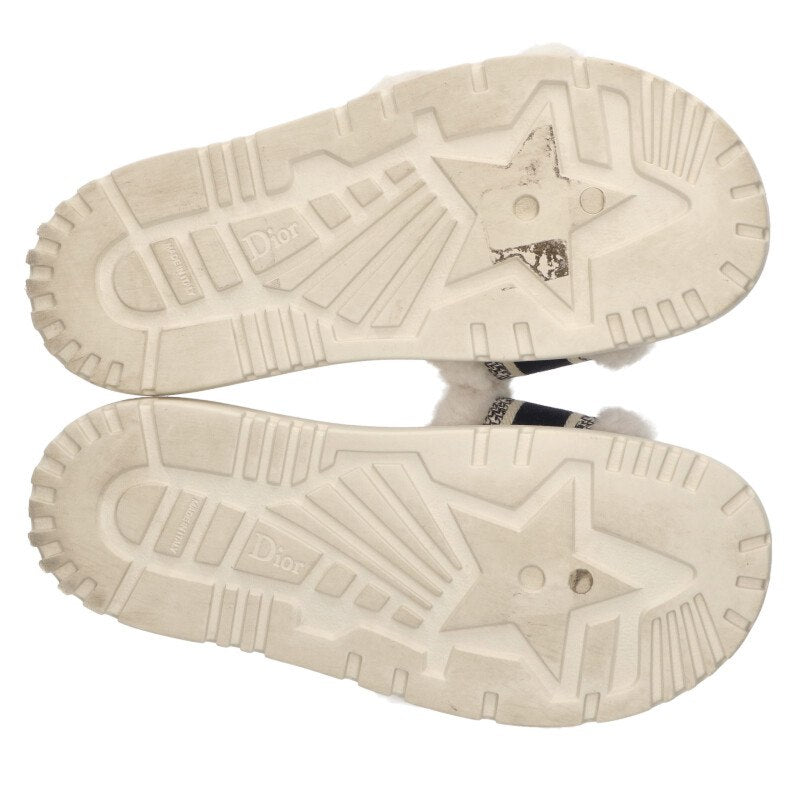 Christian Dior Logo Embroidered Fur Sandal Multi Size 6.5