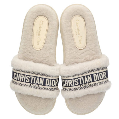Christian Dior Logo Embroidered Fur Sandal Multi Size 6.5