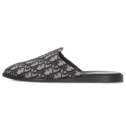 DIOR Oblique Jacquard Flat Sandals Beige Navy Size 7.5