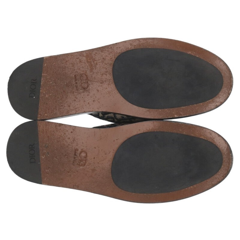 DIOR Oblique Jacquard Flat Sandals Beige Navy Size 7.5