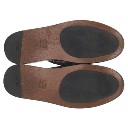 DIOR Oblique Jacquard Flat Sandals Beige Navy Size 7.5