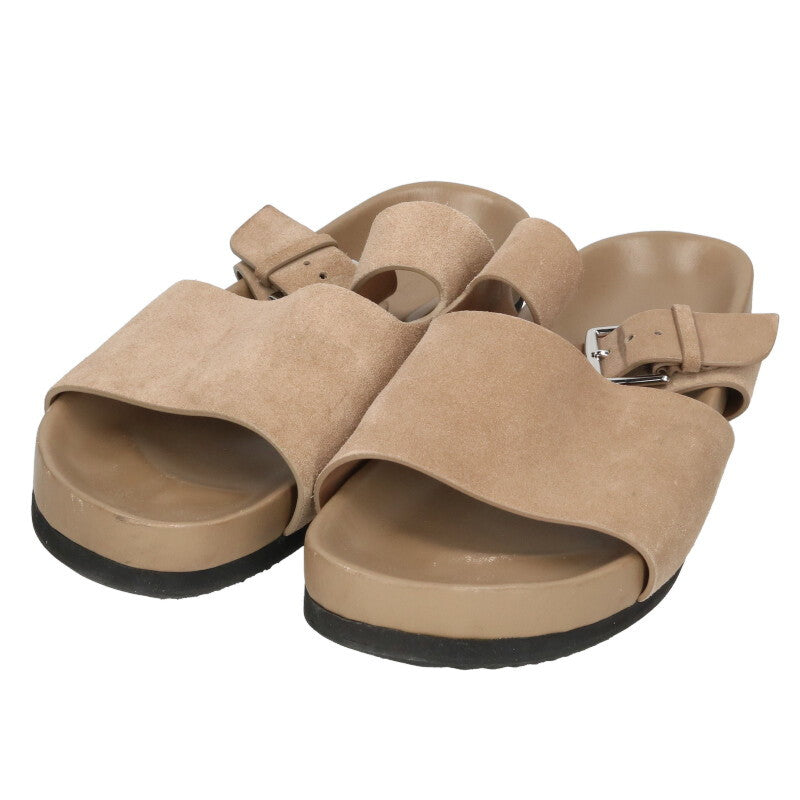 HERMES Mumbai Suede Strap Sandals Beige Size 8.5