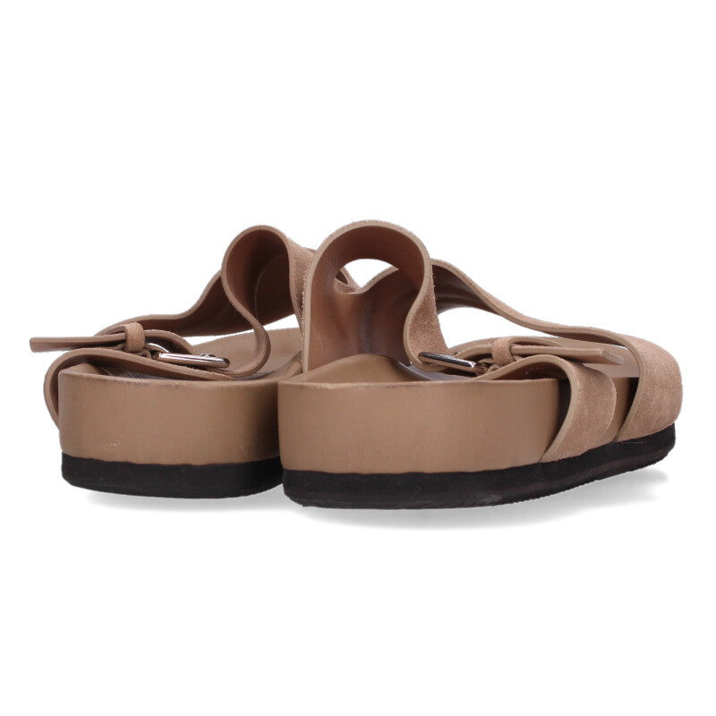HERMES Mumbai Suede Strap Sandals Beige Size 8.5