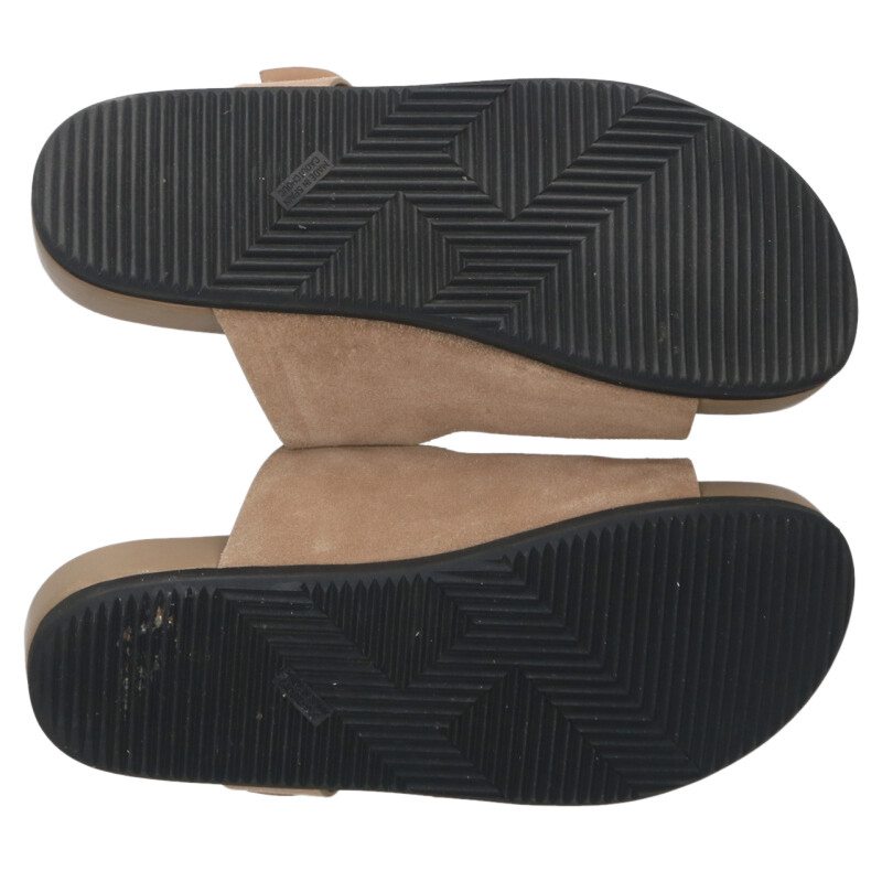HERMES Mumbai Suede Strap Sandals Beige Size 8.5