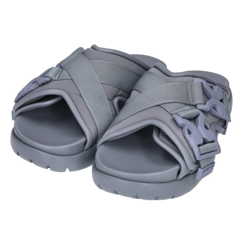 BOTTEGA VENETA SNAP SLIDE Cross Buckle Gray Size 7.5