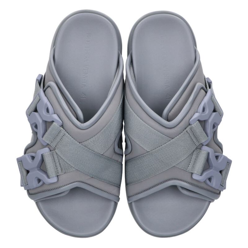 BOTTEGA VENETA SNAP SLIDE Cross Buckle Gray Size 7.5