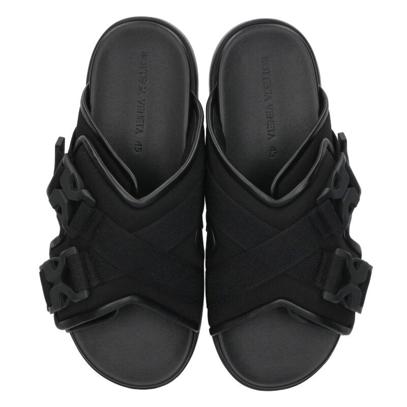 BOTTEGA VENETA SNAP SLIDE Cross Buckle Black Size 11.5