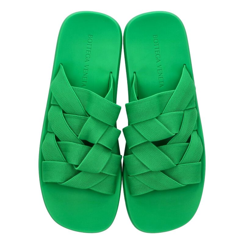 BOTTEGA VENETA Plat Slide Sandals Green Size 11.5
