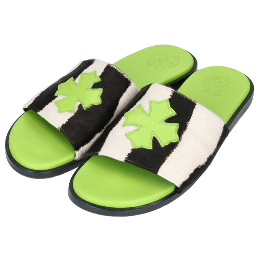 Chrome Hearts CH Slide Zebra Hair Calf Cross Patch Size 9.5