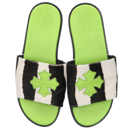Chrome Hearts CH Slide Zebra Hair Calf Cross Patch Size 9.5
