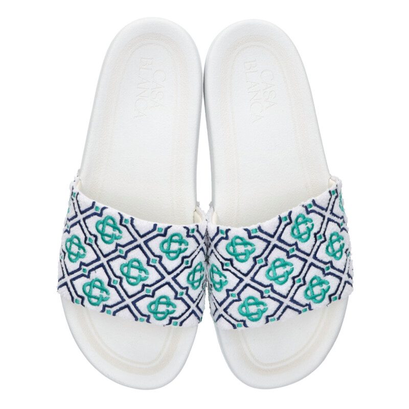 CASABLANCA Logo Embroidery Sandals White Size 8.5