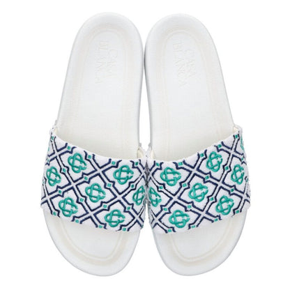 CASABLANCA Logo Embroidery Sandals White Size 8.5