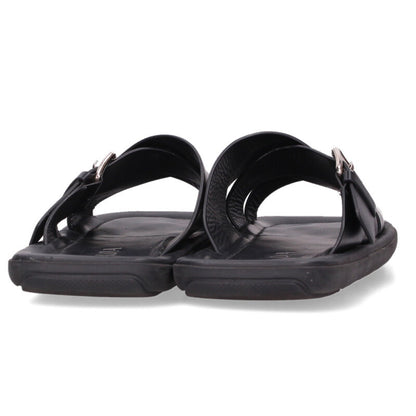 PRADA Cross Strap Leather Sandals Black/Silver Size 8