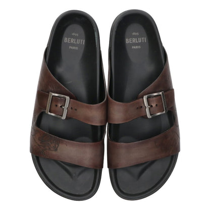 Berluti Calligraphy Leather Sandals Brown Size 9.5