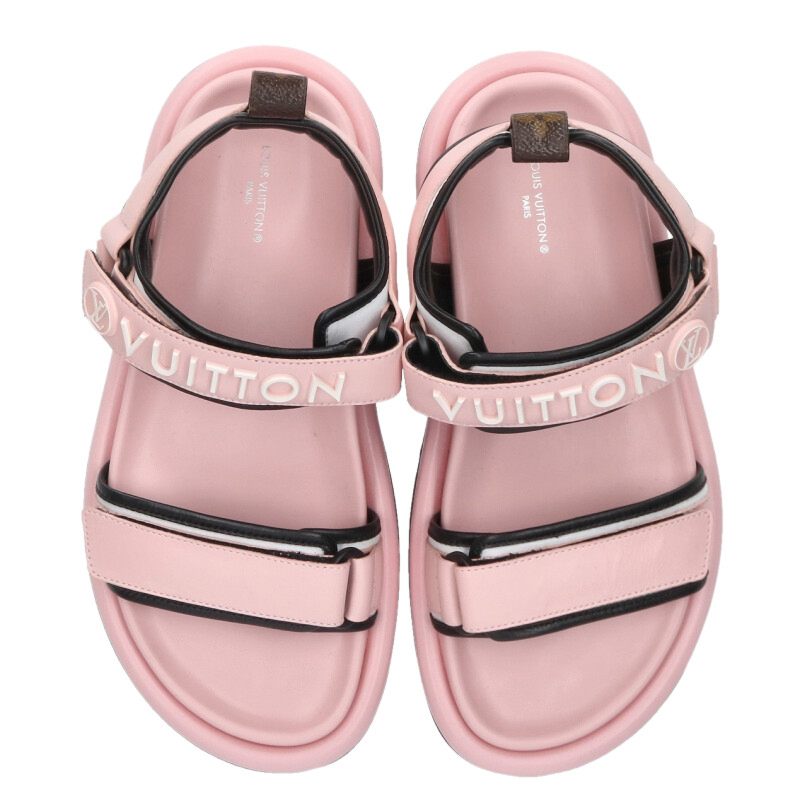 Louis Vuitton Logo Sandals Pink x Black Size 38