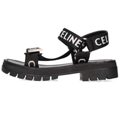 CELINE Leo Logo Strap Sandals Black Size 6.5