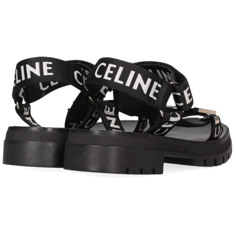 CELINE Leo Logo Strap Sandals Black Size 6.5