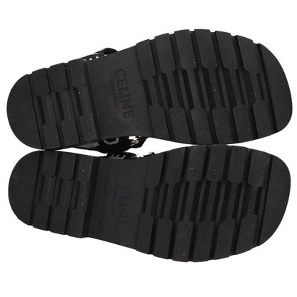 CELINE Leo Logo Strap Sandals Black Size 6.5