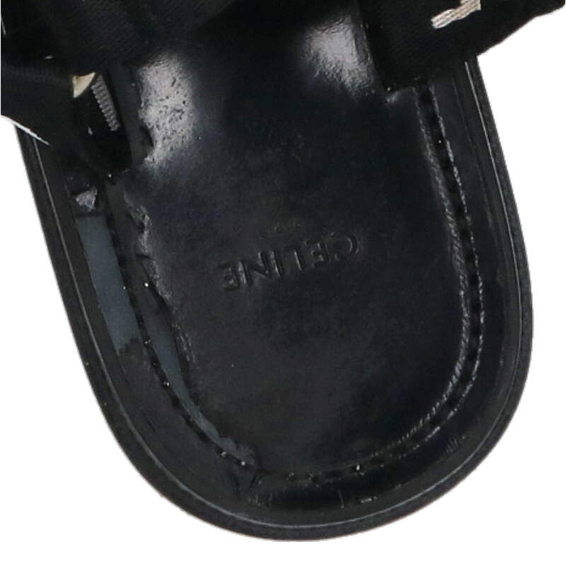 CELINE Leo Logo Strap Sandals Black Size 6.5