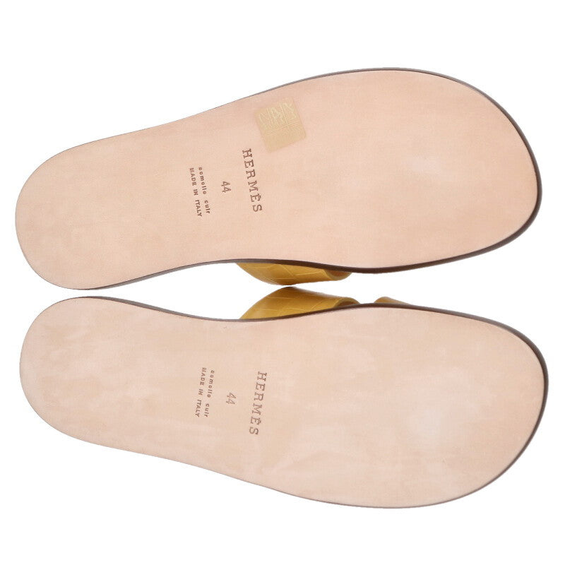 HERMES Crocodile H-Logo Sandals Yellow Size 10.5