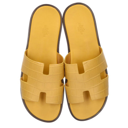 HERMES Crocodile H-Logo Sandals Yellow Size 10.5