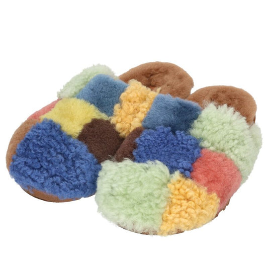 The Elder Statesman TES Patchwork Boa Mule Multi Size 11