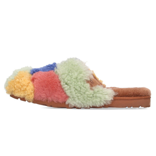The Elder Statesman TES Patchwork Boa Mule Multi Size 11