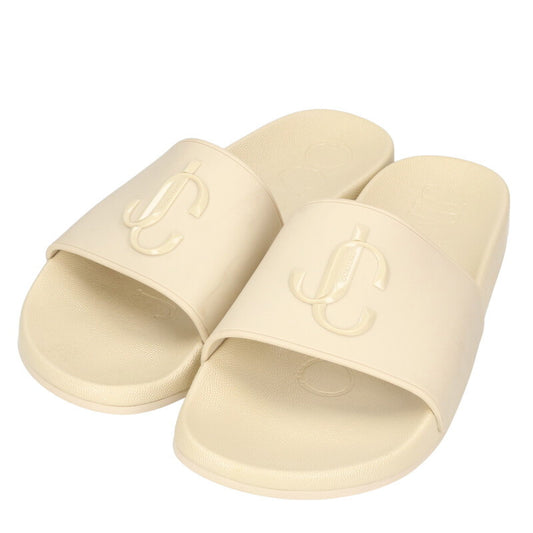 JIMMYCHOO Logo Rubber Sandals Beige Size 7.5