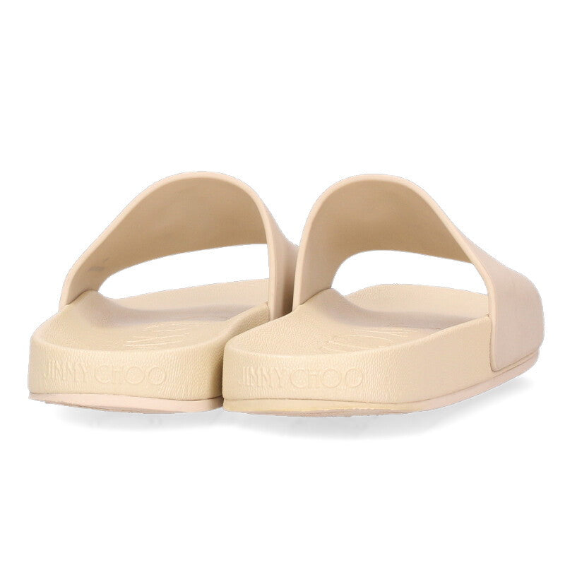 JIMMYCHOO Logo Rubber Sandals Beige Size 7.5