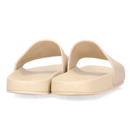 JIMMYCHOO Logo Rubber Sandals Beige Size 7.5