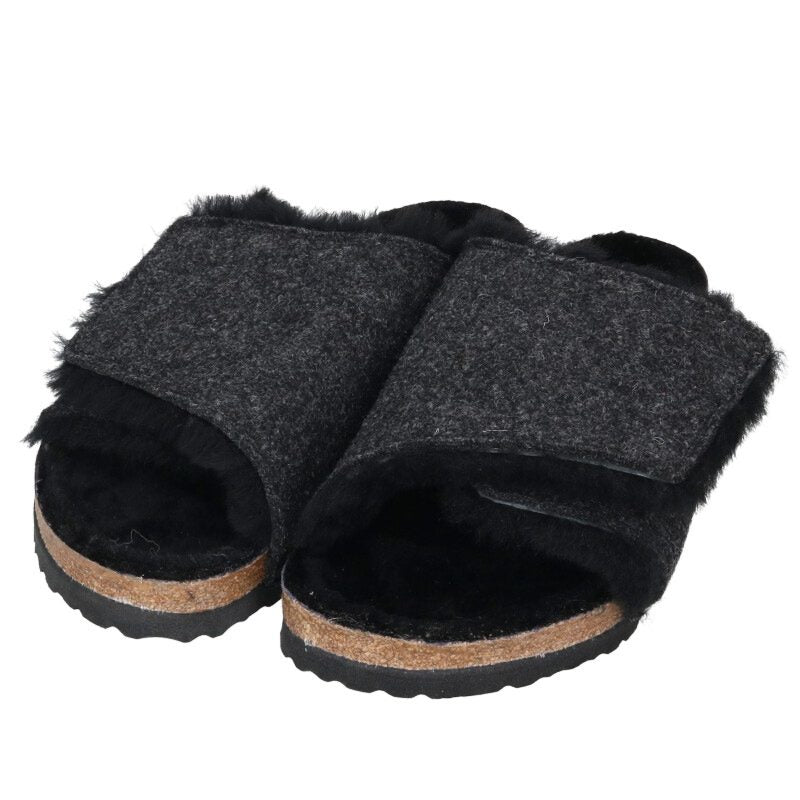 BIRKENSTOCK Solana Shearling Sandals Black Size 6
