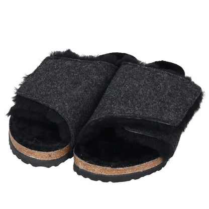 BIRKENSTOCK Solana Shearling Sandals Black Size 6