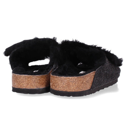 BIRKENSTOCK Solana Shearling Sandals Black Size 6
