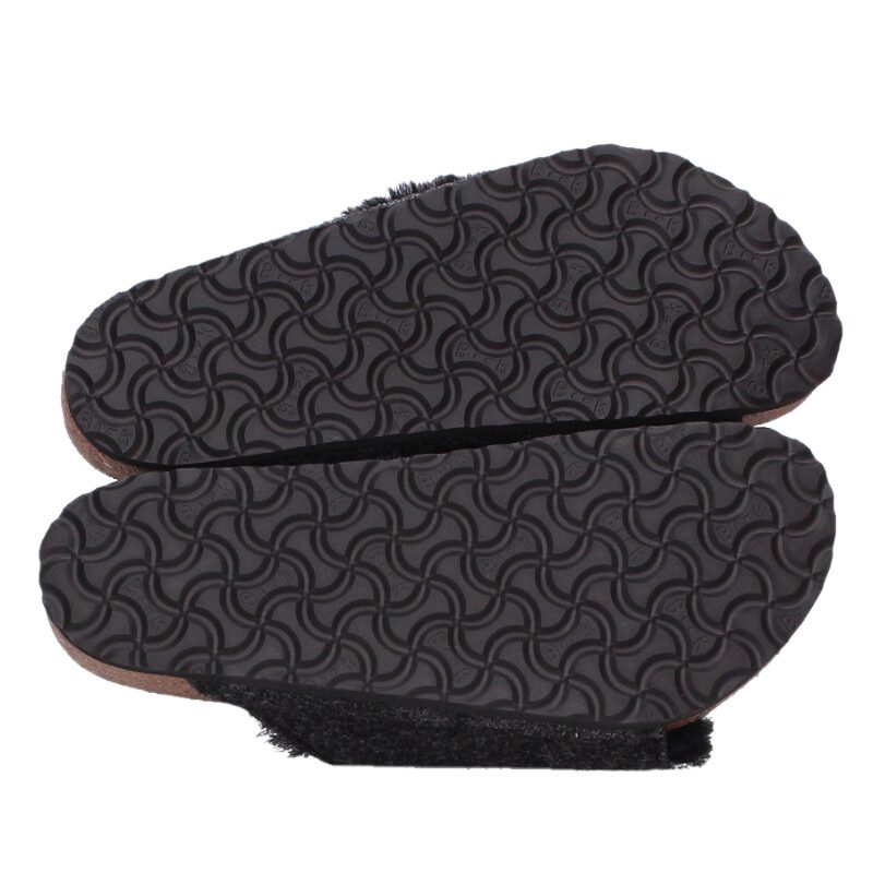 BIRKENSTOCK Solana Shearling Sandals Black Size 6