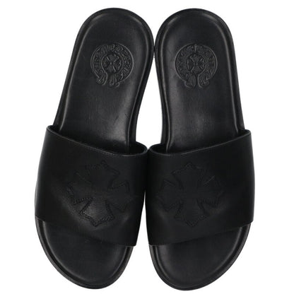 Chrome Hearts CH Plus Patch Leather Slide Sandal Size 7.5