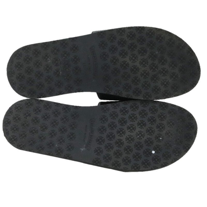 Chrome Hearts CH Plus Patch Leather Slide Sandal Size 7.5