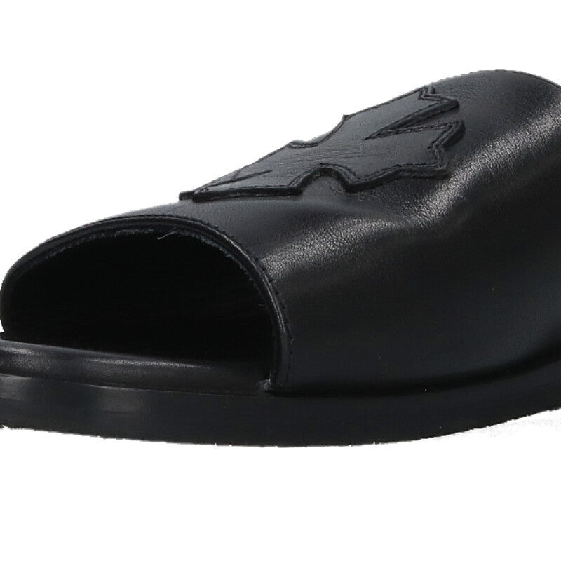 Chrome Hearts CH Plus Patch Leather Slide Sandal Size 7.5