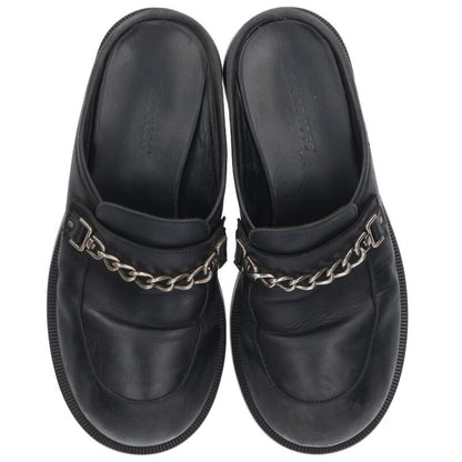 MARTIN ROSE Chain Leather Mule Sandals Black Size 7.5