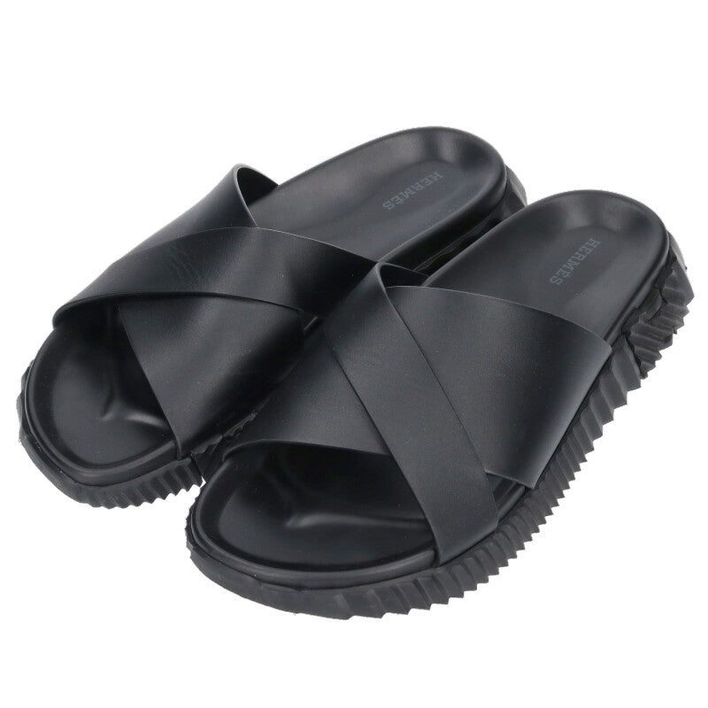HERMES Infra Sandals Black Size 7.5