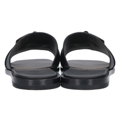 HERMES Gabriel Kelly Buckle Leather Sandals Black Size 8