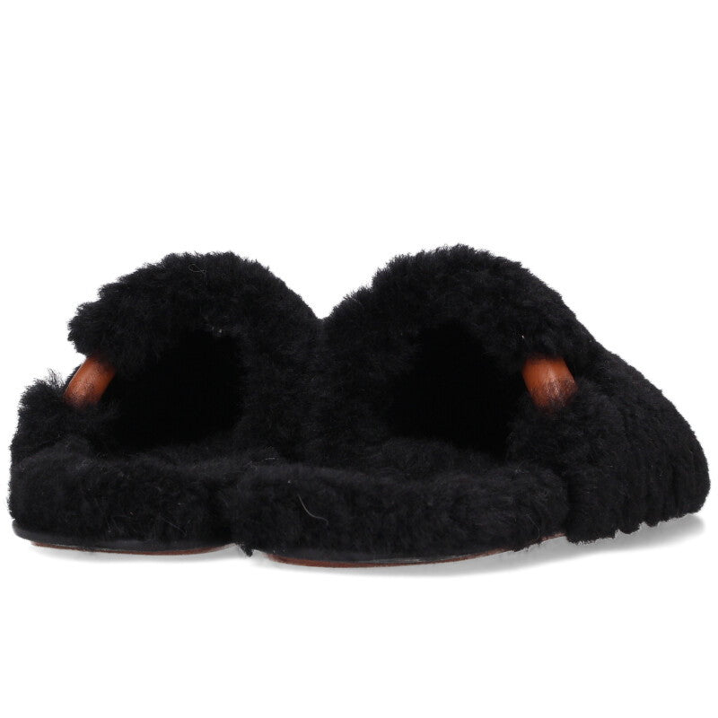 LOEWE Boa Lined Slide Sandals Black Size 7.5