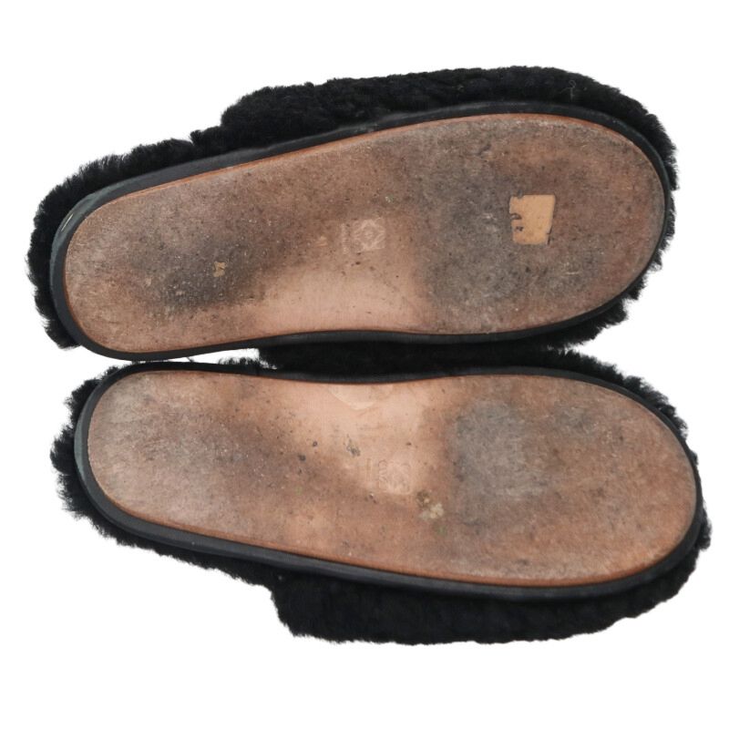 LOEWE Boa Lined Slide Sandals Black Size 7.5