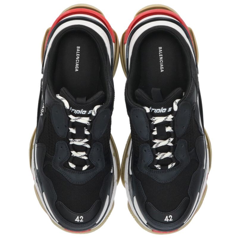 BALENCIAGA TRIPLE S Sandal Black/Red Size 8.5