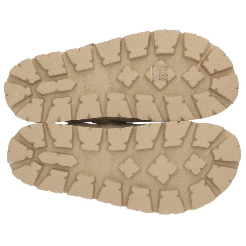 PRADA 26SS Triangle Suede Mule Sandals Beige Size 7